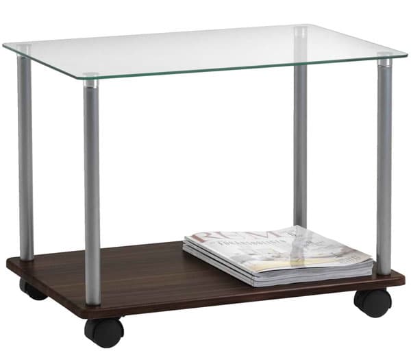 Stočić sa točkićima Glide metal/staklo