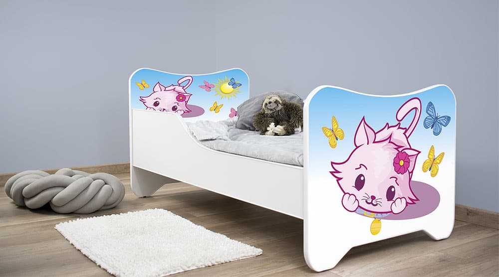 Dečiji krevet sa dušekom i letvicama 140x70 cm Little kitty