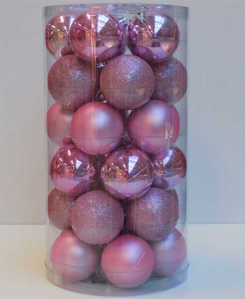 Novogodišnji ukrasi za jelku Kugle Roze 30 kom. 19014