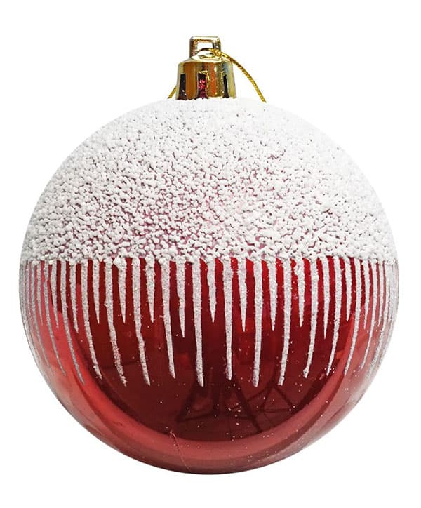 Crveno-beli ukrasi za jelku prečnika 8 cm - 6 komada