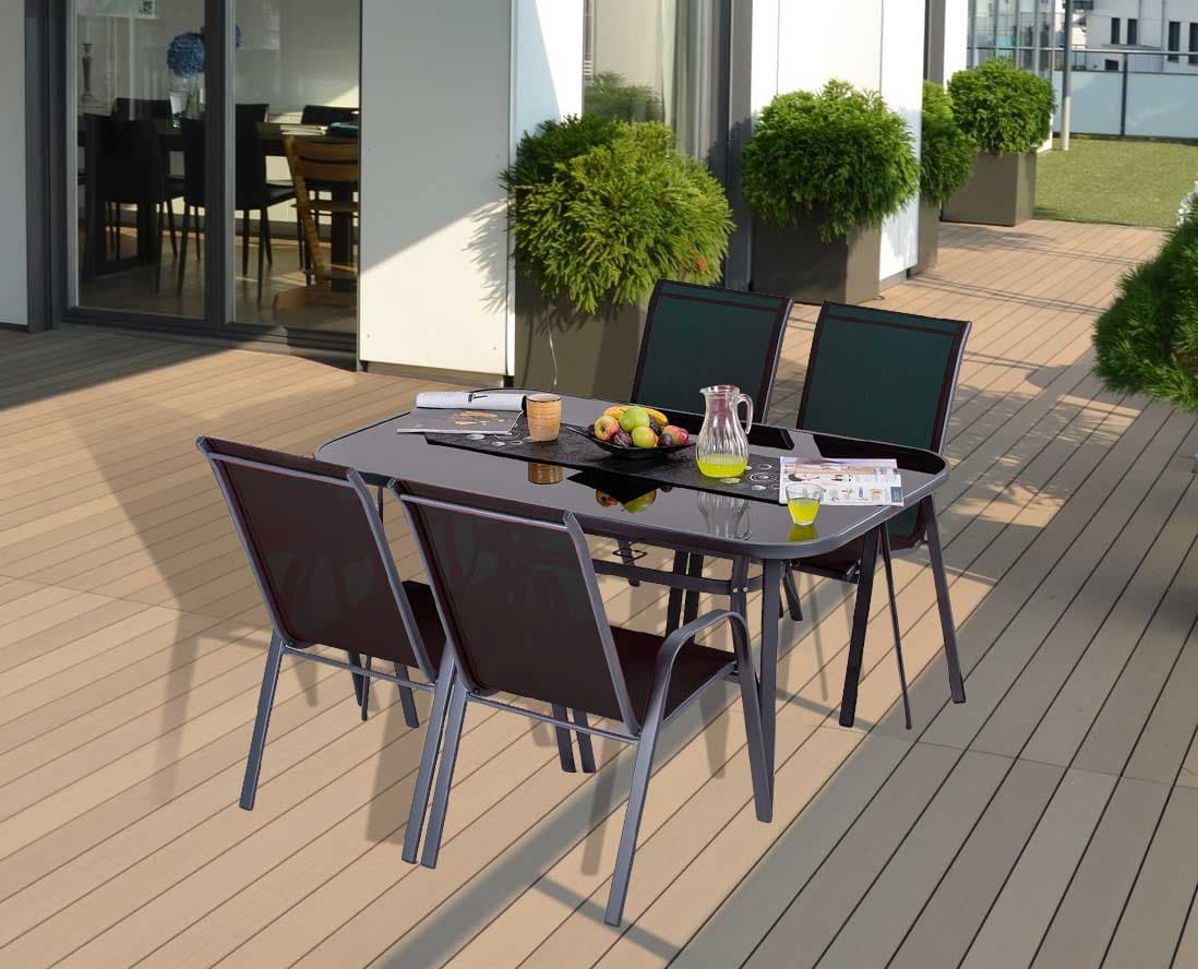 Garnitura Za Terasu i Dvorište Costes 4 Textilen Stolice i Sto sa staklom