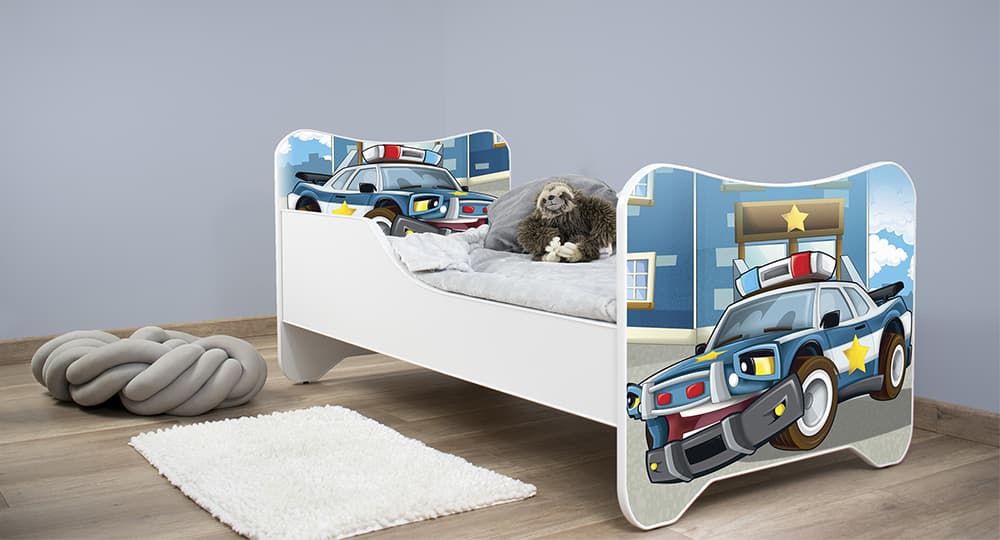 Dečiji krevet sa dušekom i letvicama 160x80 cm Happy kitty Police