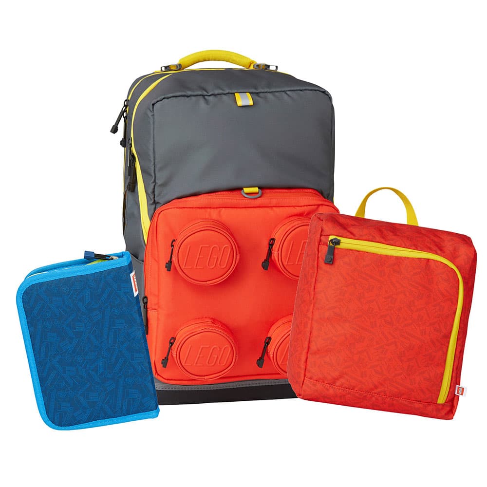 LEGO® Komplet Ranac za školu + pernica + torba za fizičko Maxi Plus Mortensen Signature Titanium/Red 20231