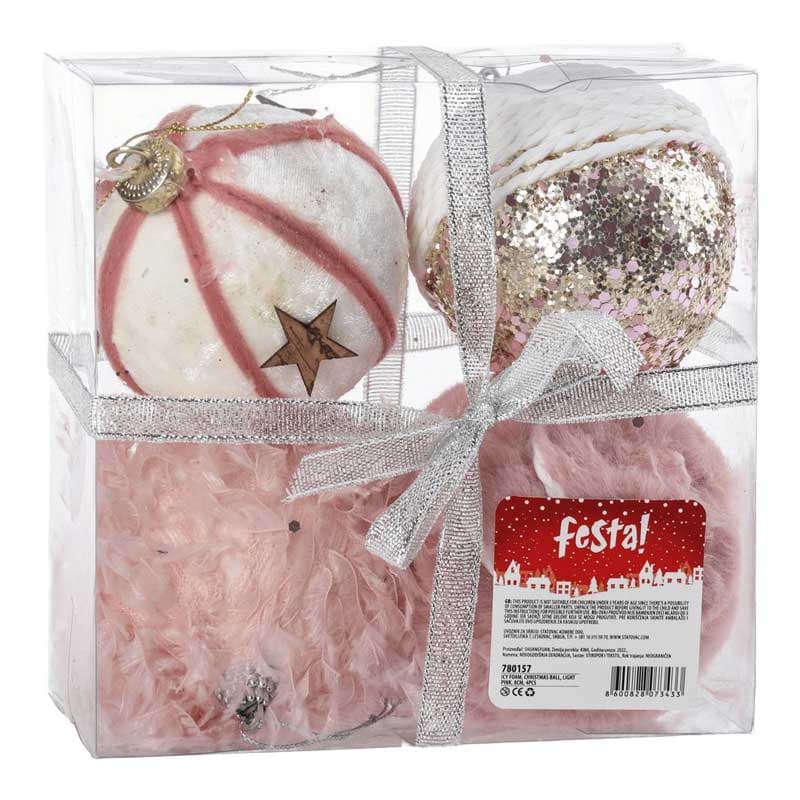 Ukrasi za novogodišnju jelku Kugle Icy Foam 8cm 4kom. LR