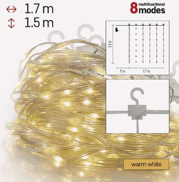 LED zavesa 1,7x1.5m sa 180 toplo belih dioda Multi-Effect Emos D3EW02