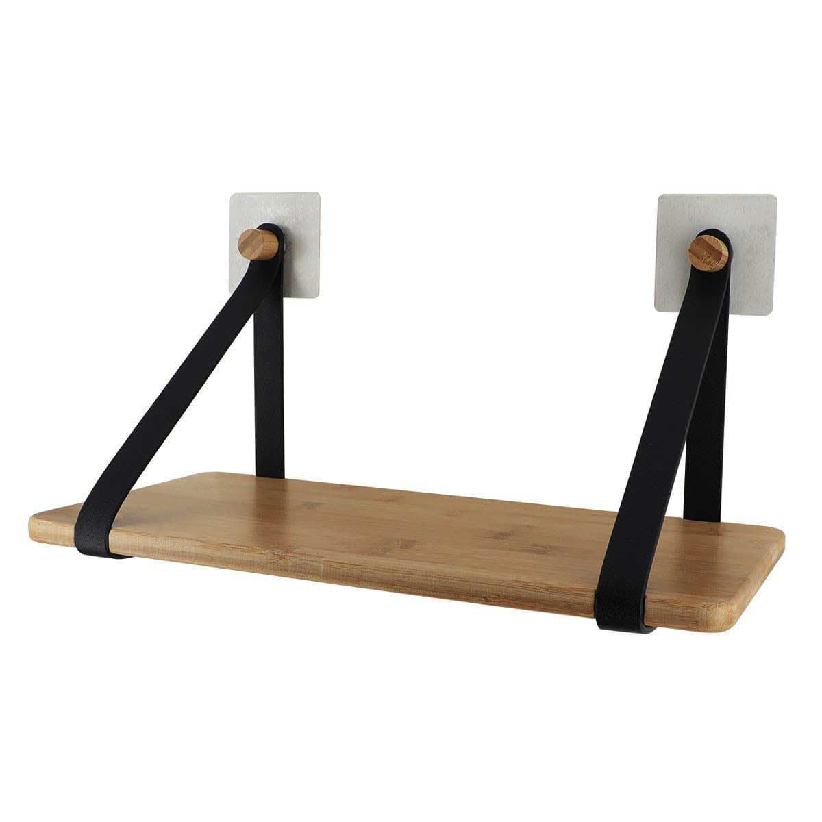 Zidna Polica Sa Nosaćima od eko Kože Black - Montira se bez bušenja i šrafljenja - Tendance