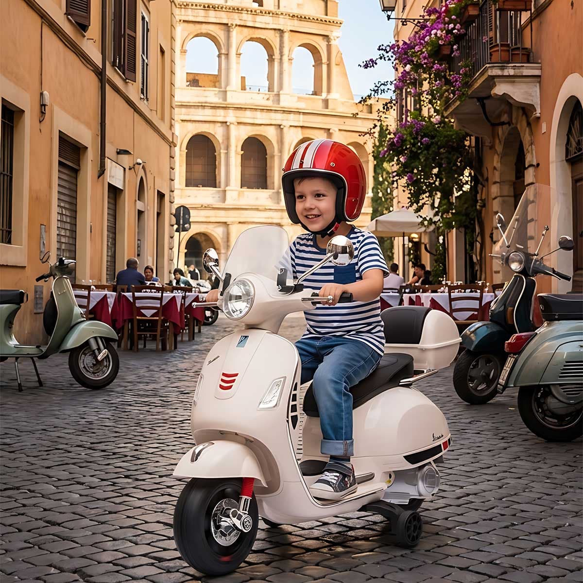 AKU Vespa Licencirani Model - Bela Sa Pomoćnim Točkovima