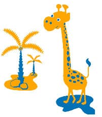 Zidni tatoo Mrs Giraffe D01 103x120cm 0071B5 FFA600