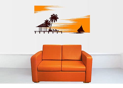 Zidni tatoo Paradise Island PS01 120x60cm 1E235D 0071B5