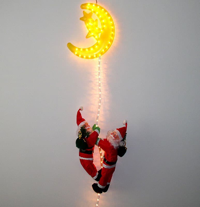 Dva Deda Mraza Na Svetlećem LED Užetu + Mesec i Zvezde 41-906