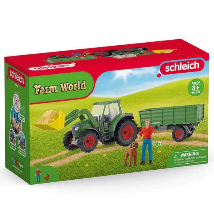 Traktor sa prikolicom i figure farmera i psa Schleich® 42608