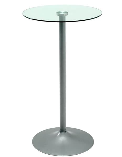 Barski sto PAVEL srebrna/staklo