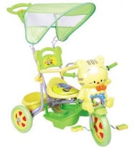 Žuti tricikl sa macom, drškom i suncobranom 8012EA 290063