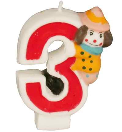 PapStar rođendanska svećica sa klovnom, broj 3 PS 19413