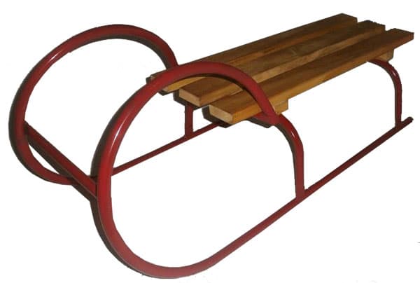 Dečije sanke sa crvenim metalnim ramom