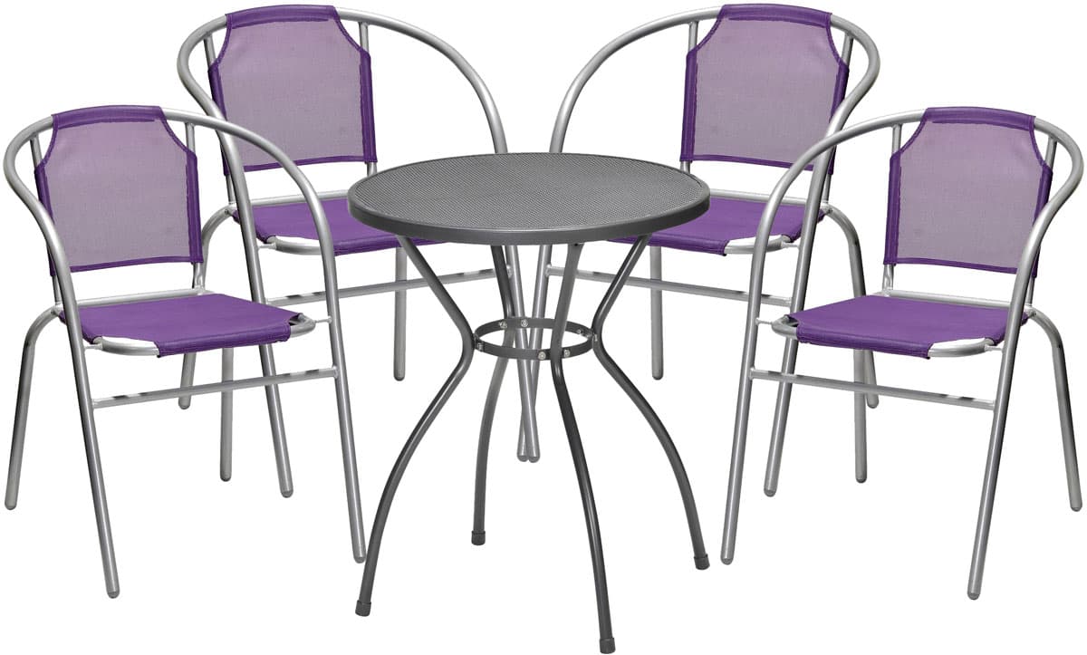 Kafe Garnitura Za Dvorište Net Purple - 4 Stolice + Sto
