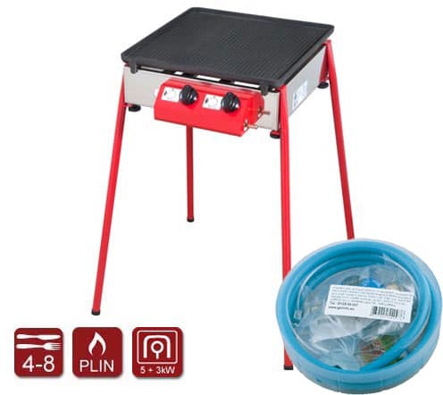 Plinski roštilj Gorenc Camping 40K sa rebrastom pločom, nogarima i priključnim setom