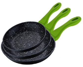 Bergner Tiganji sa mermernom oblogom - Set od 3 kom Renberg green RB-1124-G