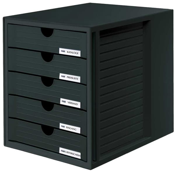 Police za dokumentaciju sa fiokama SYSTEM BOX 5 fioka crna 05PD1450B