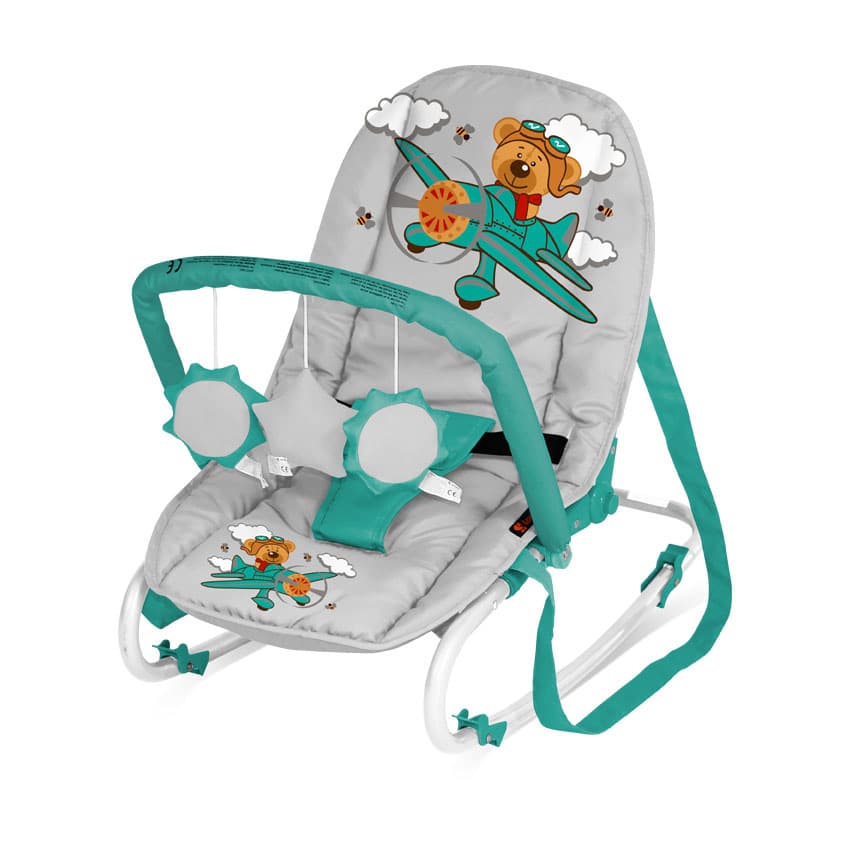 Bertoni Lorelli Ležaljka - njihalica za bebe Top Relax Grey&Green Pilot 10110021518