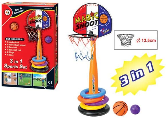 Mobilni košarkaški set sa palicom za bejzbol i obručima AJ528CS