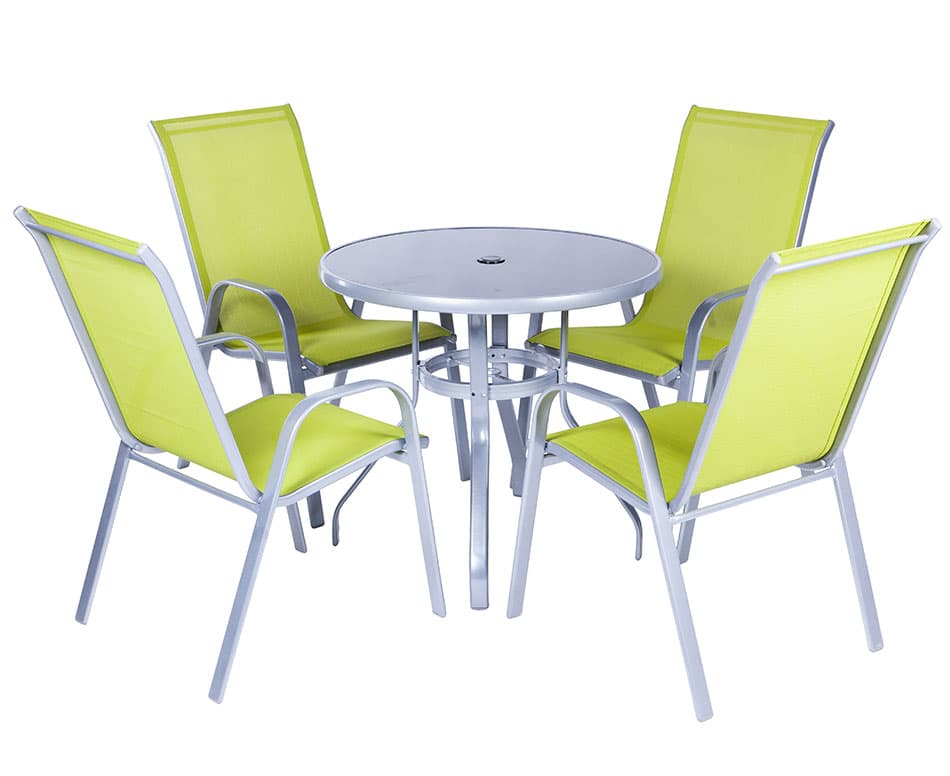 Garnitura Za Dvorište od Metala, Tekstila i Stakla - Como Kiwi