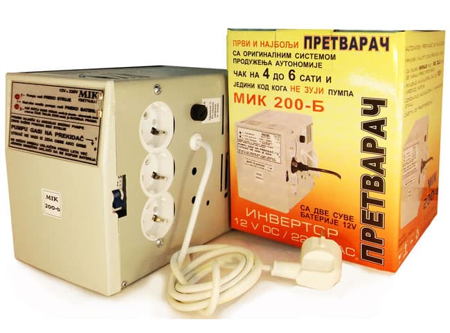 Pretvarač napona sa dve baterije Ispravljač sa 12 na 220V MIK 200 B