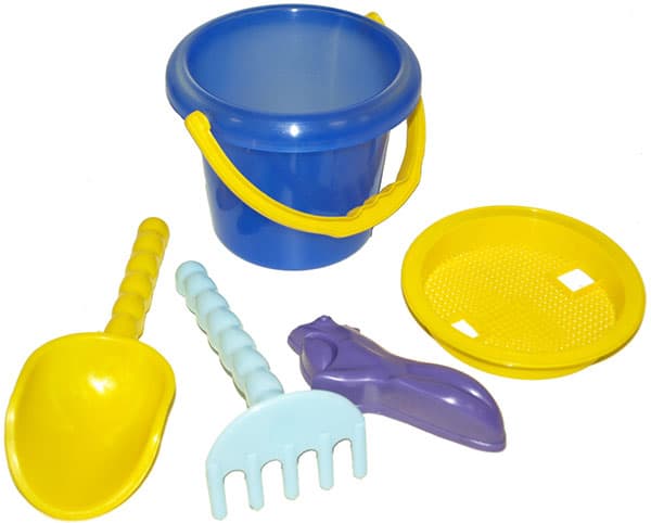 Set za plažu - kantica, sito, grabuljice, lopatica i modlica za pesak
