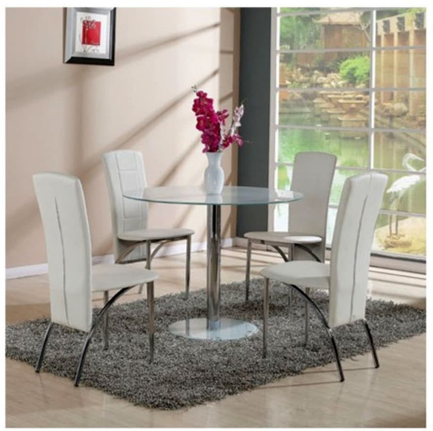 Trpezarijski Sto Sa Hromiranom Osnovom - Beli