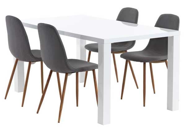 Trpezarijska garnitura Omix Sto i 4 stolice siva-hrast