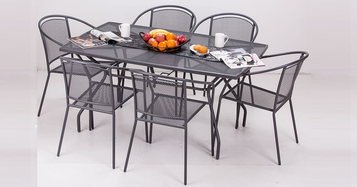 Velika Baštenska Garnitura Od Metala Cefalu - 6 Stolica i Sto