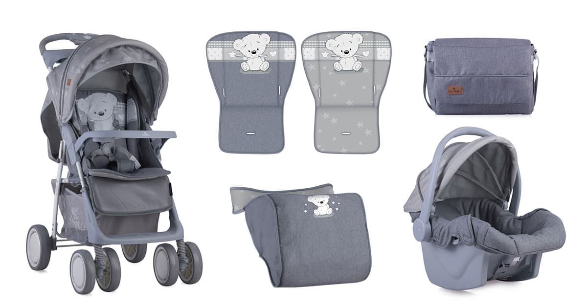 Lorelli Kolica za bebe FOXY Set 2 u 1 Grey My Teddy