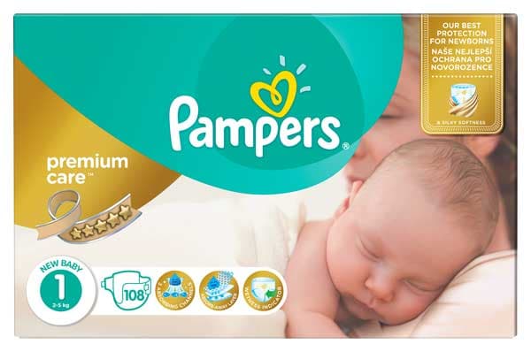 Pelene Pampers Premium Care JP1 NewBorn 2-5kg 108 kom.