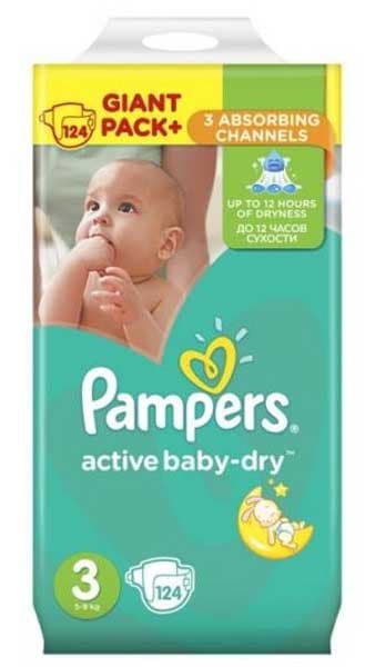 Pelene Pampers Active GBag Plus 3 Midi 5-9kg 124 kom.