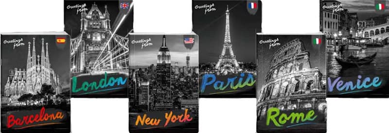 Sveske A5 format - kvadratići - 10 komada - City By Night