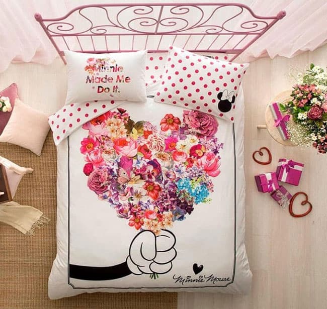 Dupla pamučna posteljina Disney Minnie Flowers