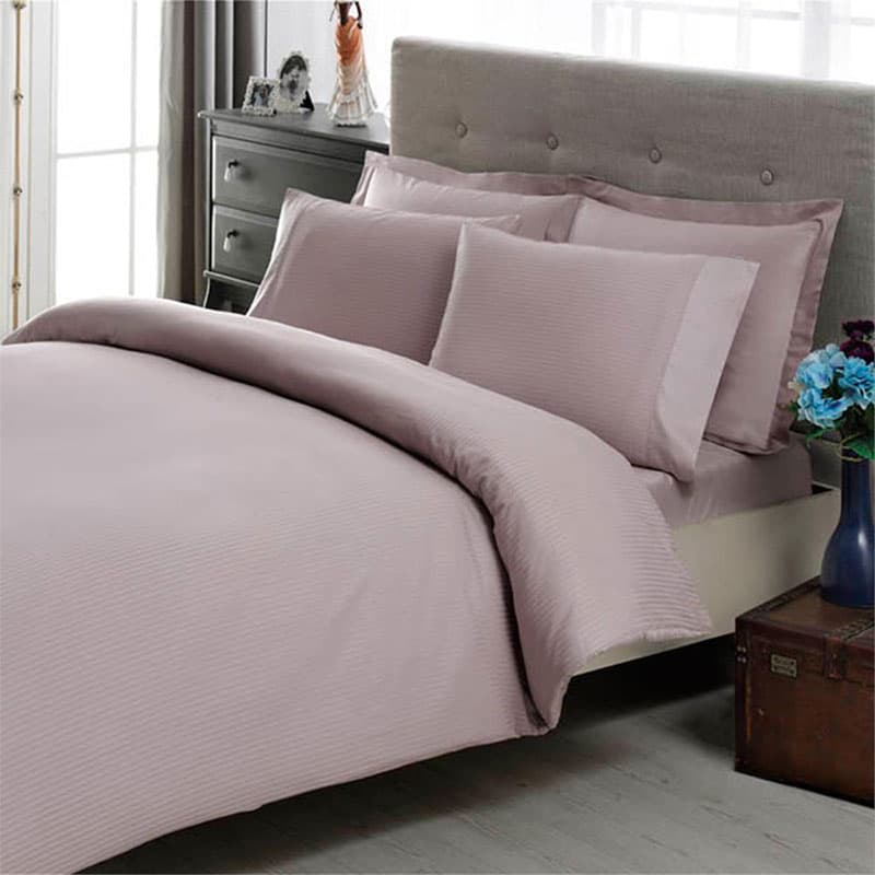 Pamučna posteljina za bračni krevet Stripe Lila