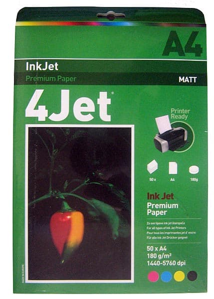 4Jet InkJet Mat Foto Papir A4, 1/50