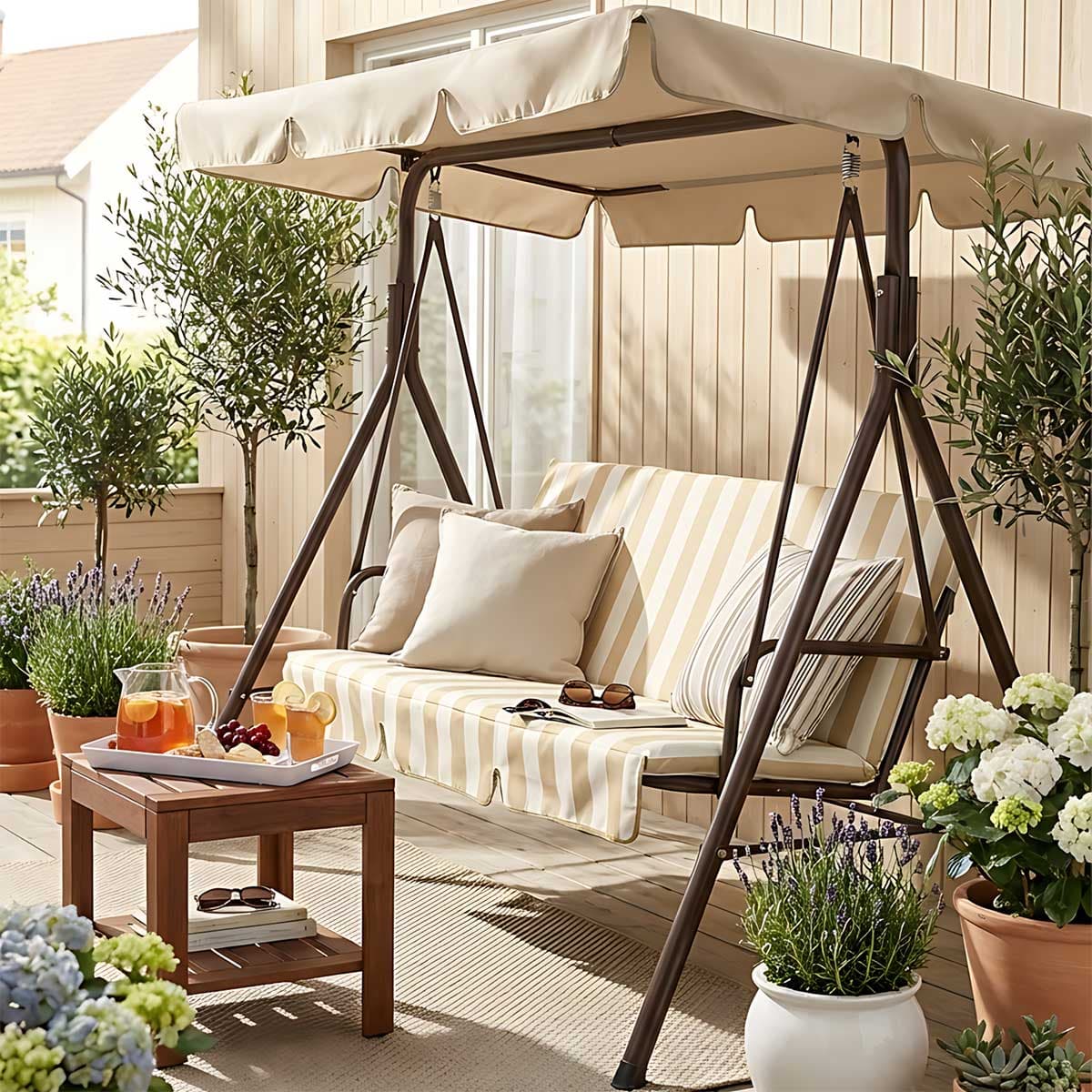 Baštenska ljuljaška Amico Bež Bele Pruge FBL3