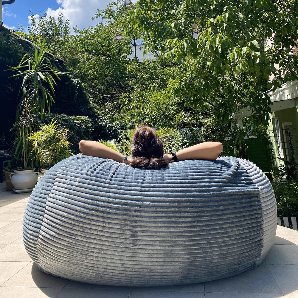 Lazy Bag Extra Jumbo štraftice siva od mikrofibera