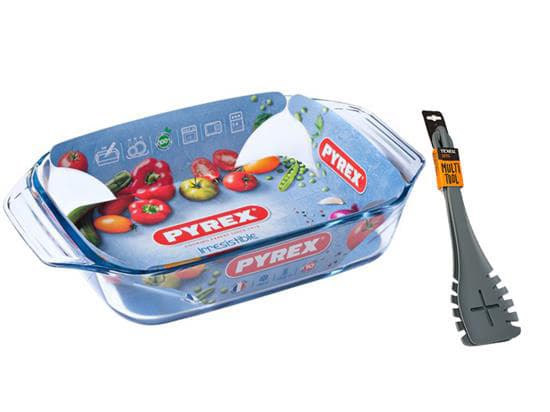Set vatrostalni pekač pravougaoni 2,2l Pyrex+multi set siva