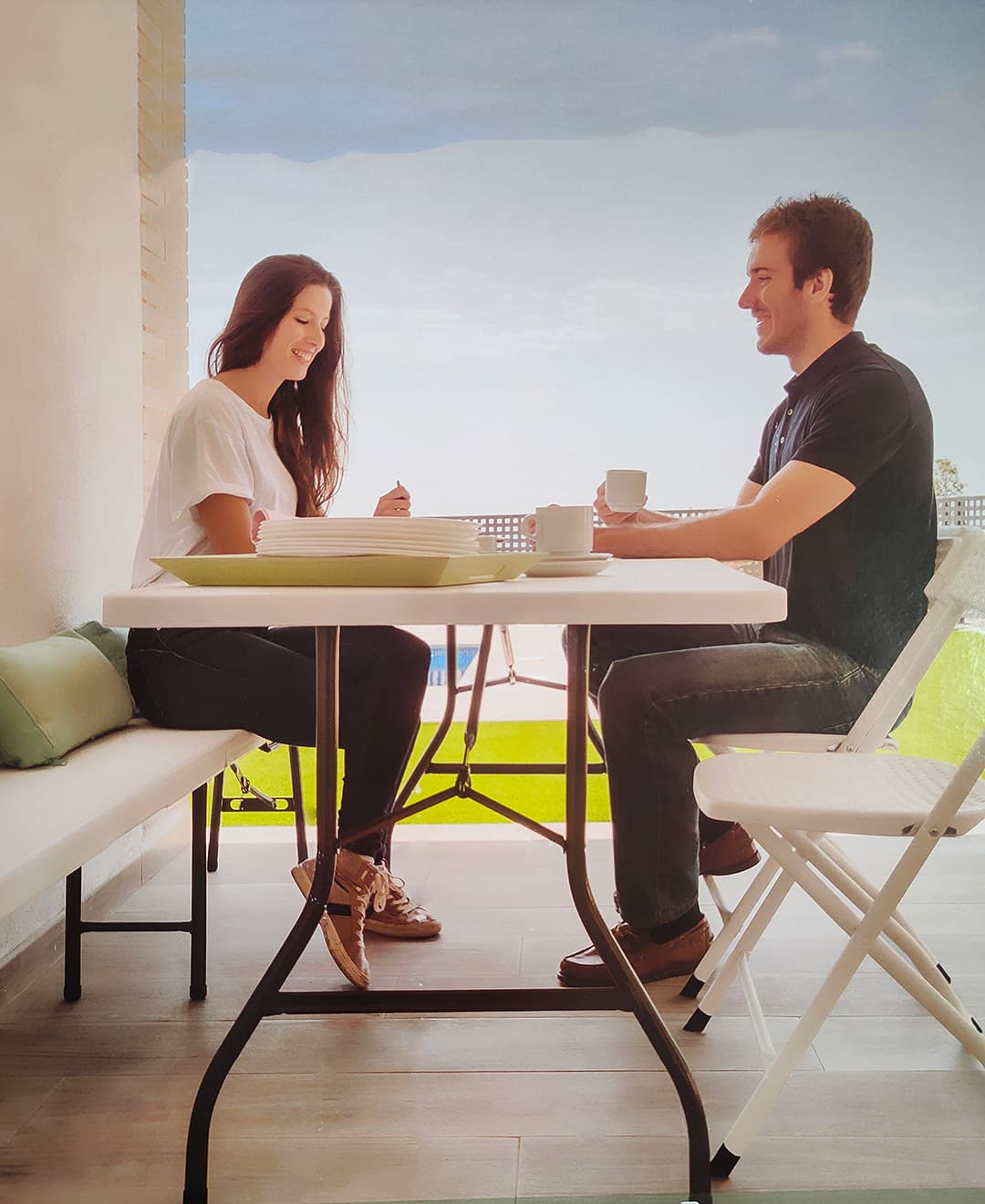 Veliki sklopivi baštenski sto 182cm sa metalnom konstrukcijom