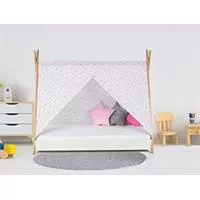 Kliknite za detalje - Krevet sa nastrešnicom, dušekom i letvicama 180x80 Tipi, beli 7795