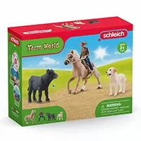 Kliknite za detalje - Schleich figure Domaće životinje - Kauboj i tele 42578