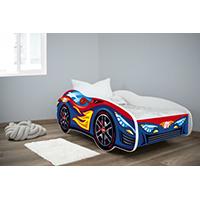 Dečiji krevet sa dušekom i letvicama 160x80cm Trkački auto Red blue car 7430