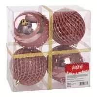 Kliknite za detalje - Ukrasi za novogodišnju jelku Kugle Icy Special 8cm 4kom. Roze