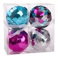 Kliknite za detalje - Ukrasi za novogodišnju jelku Kugle Icy Foam 8cm 4kom. Hologram