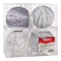 Kliknite za detalje - Ukrasi za novogodišnju jelku Kugle Icy Foam 8cm 4kom. WH