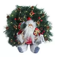Kliknite za detalje - Kućna dekoracija - Novogodišnji venčić sa lampicama 34cm Santa