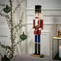 Kliknite za detalje - Novogodišnja drvena figura vojnika u svečanoj uniformi sa dobošem V50cm